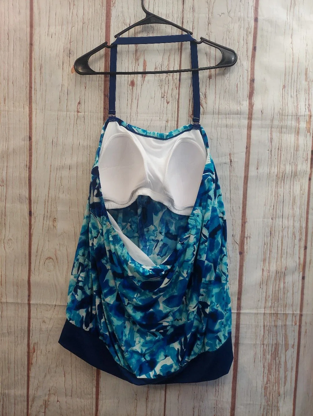Bal Harbour Blue Abstract Halter Swim Tankini Top